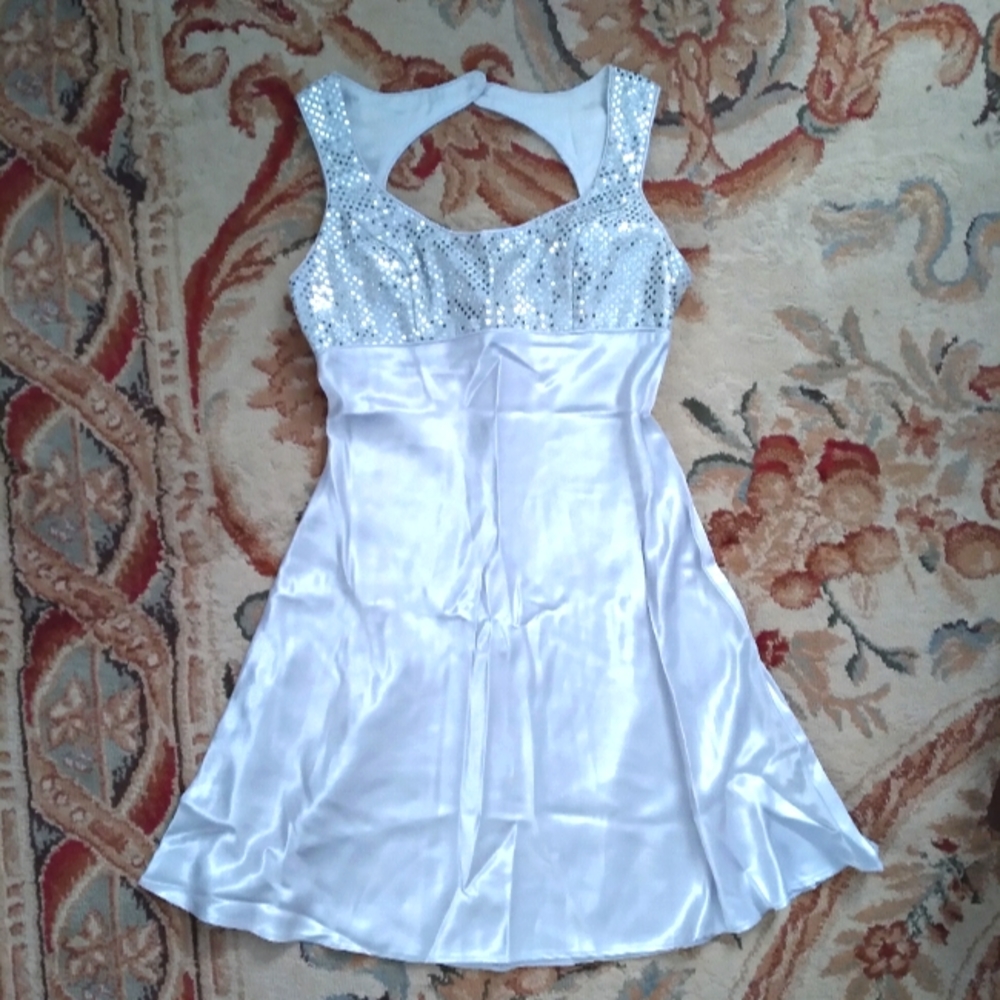 Vintage Silver Sequin Evening Dress